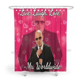 Rideaux Gaslight Gatekeep Girlboss Mr Worldwide Says to Live Laugh Love Ensemble de rideau de douche avec œillets et crochets pour décoration de salle de bain