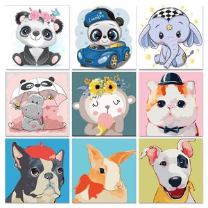 Rideaux Gatyztory cadre photo bricolage peinture par numéros pour enfants moderne Animal mur Art peinture par numéros bricolage cadeau décor à la maison 20x20 cm