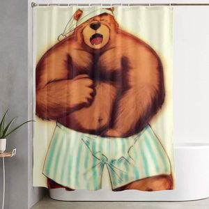 Gordijnen Gay Pride Bear Grappig Slaap Thema Decor Douchegordijn voor Man Badkamer Waterdicht Wasbaar Polyester Stof voor Man Thuis