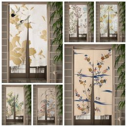 Rideaux Feuilles dorées fleurs rideaux de porte Art japonais porte salon cloison rideaux drapé entrée suspendu demi-rideau accessoire