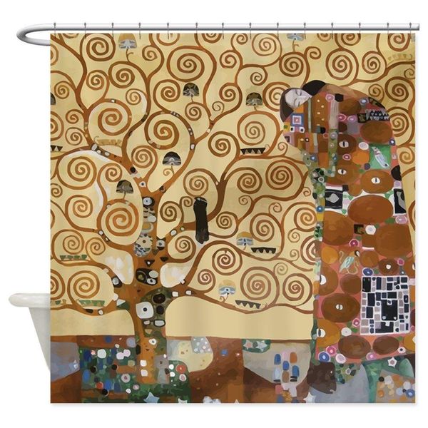 Rideaux Gustav Klimt Arbre De Vie Rideau De Douche En Tissu Décoratif