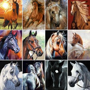 Rideaux cheval Animal peinture à la main par numéros paquet peintures à l'huile 40*50 toile photos décoration de la maison pour adultes dessin en gros