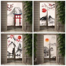 Gordijnen met Japanse inktschildering Mount Fuji-deurgordijn Keukenkamerdeurgordijn Partitiegordijn Drape Entree Hangend halfgordijn