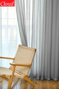 Cortinas japonesas de lino gris claro, cortinas de algodón para sala de estar, cortinas de gasa para cocina, dormitorio, sala de estar, tamaño personalizado