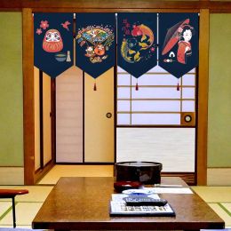 Rideaux japonais Noren court rideau Daruma Geisha tissu cuisine cloison fanion bannière Tatami Izakaya barre décoration Triangle drapeau