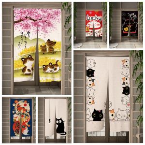 Rideaux japonais Polyester Ukiyoe porte rideau coloré chat chanceux série peint cuisine chambre couloir ombrage entrée décorer