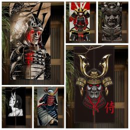 Rideaux Japonais Samouraï Porte Curatin Fantôme Masque Noir Prajna Porte Cloison Rideaux Cuisine Chambre Porte Décor Demi-Rideau