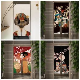 Rideaux de style japonais rideau de porte geisha oiran fleurs partition cuisine porche porche porte entrée suspendue suspendue halfcurtain room décor