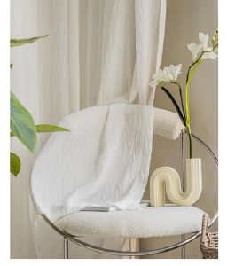 Rideaux Style japonais blanc froissé rideau fil salon balcon chambre lumière opaque blanc fil mousseline de soie rideau fil personnalisé tulle