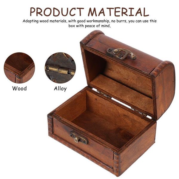 Caja de almacenamiento de joyas para cortinas, contenedor de joyas del tesoro, baratija, caja de madera para dormitorios, organizador de joyas, vitrina de joyería pirata