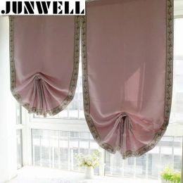 Cortinas Junwell Blackout cortina romana persianas Gimp adorno hogar onda europea cortinas de cocina sala de estar balcón