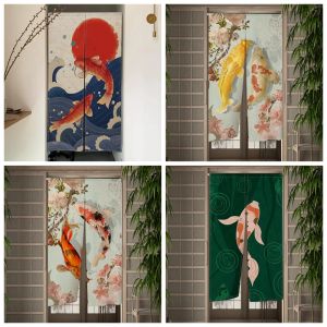 Rideaux Koi poisson japonais porte rideau salle à manger porte décor lin rideau drapé cuisine entrée suspendus demi-rideau
