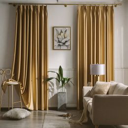 Cortinas Cortinas ligeras de lujo de color sólido para sala de estar, cortina opaca para dormitorio, cortina aislante de brocado, cortina de estilo nórdico personalizada