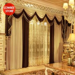 Rideaux Rideaux de style européen de luxe pour salon salle à manger chambre à coucher rideau en velours haut de gamme Villa fenêtres décoration de fond occultant
