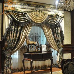 Rideaux de luxe style européen palais vent Chenille Jacquard couture épaississement rideaux occultants pour salon chambre Villa
