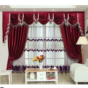 Rideaux Rideaux de mariage de luxe personnalisé Style européen rideau de velours rideaux de cantonnière rouge pour salon chambre maison rideau occultant