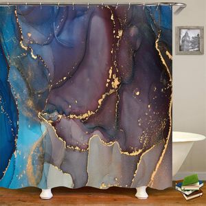 Rideaux Rideau de douche en marbre luxueux Texture dorée imprimé décor de bain tendance décor de maison rideaux de fenêtre en Polyester imperméables pour le bain