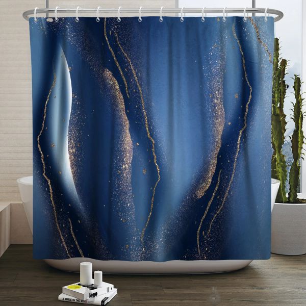 Rideaux de douche en marbre, tissu abstrait de luxe, imperméable, motif de Texture imprimé noir et blanc, pour salle de bain