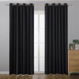 Cortinas Cortinas opacas negras modernas para sala de estar, dormitorio, pasillo largo, cortinas para ventana, cocina, cortinas ocultas para puertas baratas, 90% de sombreado