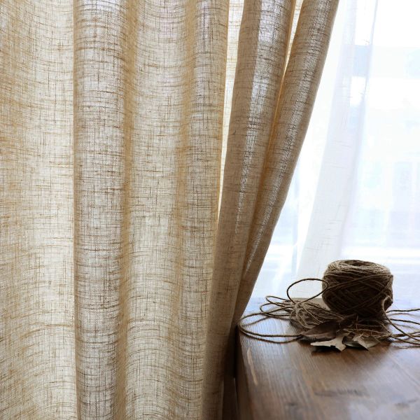 Rideaux Rideaux transparents en lin modernes pour salon chambre à coucher rideaux en lin de coton de couleur pure tissu taille personnalisée semi-ombrage tulle ramie
