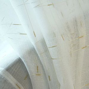 Rideaux Rideaux en Tulle de lin modernes, draperies de protection de fenêtre pour salon, rideaux en Voile transparent à carreaux dorés pour décoration de maison aveugle de cuisine