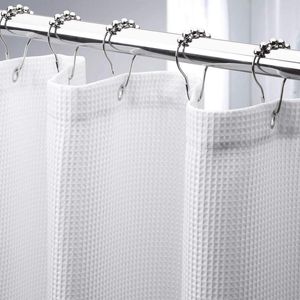 Rideaux Rideau de douche de salle de bain gaufré moderne imperméable en polyester épais pour hôtel maison rideau de bain décoratif écran de bain avec crochet