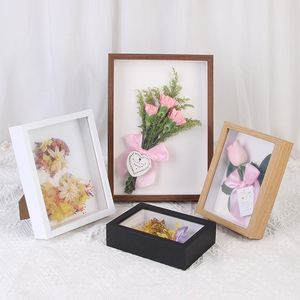 Rideaux polyvalents, cadre 3d profond pour fleurs séchées, cadre photo en bois de 3 cm de profondeur, boîte d'ombre nordique, support d'échantillons d'images, décoration murale