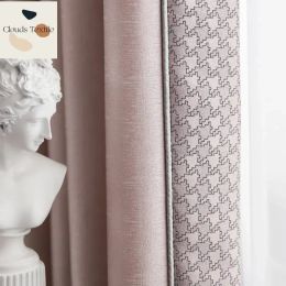 Rideaux Épissage nordique moderne ombrage rose princesse rideaux américains pour salon salle à manger chambre personnalisé luxe fenêtre chambre décor