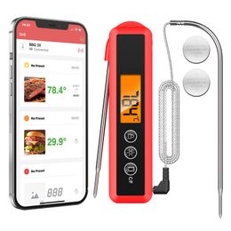 Gordijnen Oria Draadloze Koken Thermometer Bbq Steak Temperatuurmeter Vlees Keuken Bluetoothcompatibele Thermometer Barbecue Accessoires