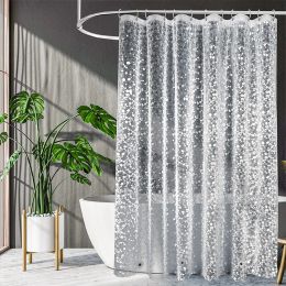 Rideaux Pebble Print Clear Shower Curtain Liner Transparent Shower Curtain 3D Design SemiTransparent Bottom Magnet Fournitures de salle de bain