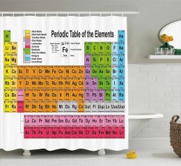 Rideaux Tableau périodique Rideau de douche Science Freak Amateurs de chimie Table d'éléments colorés pour l'apprentissage amusant Rideaux de décoration murale