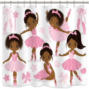 Rideaux de douche de Ballet rose, jupe de danseuse de ballerine pour fille mignonne, rideaux de salle de bain de gymnastique pour enfants