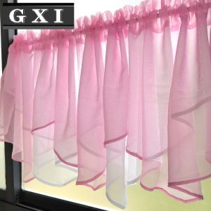 Rideaux Rose Blanc Solide Sheer Tulle Rideaux Régulier Vague Bord Salon Chambre Rideaux Courts Cuisine Balcon Fenêtre Voile Rideaux