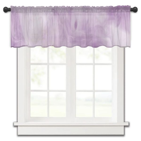 Rideaux Violet abstrait fumée Tulle cuisine petite fenêtre rideau cantonnière pure court rideau chambre salon décor à la maison Voile rideaux