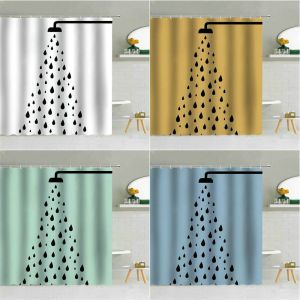 Rideaux Goutte de pluie noir blanc rideau de douche simplicité goutte d'eau géométrique salle de bain décor imperméable tissu rideaux ensemble avec crochets