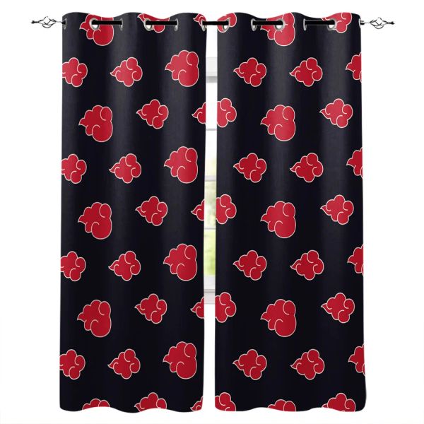 Rideaux de fenêtre imprimés de fond noir, nuage de bon augure rouge, pour salon et chambre à coucher, en tissu Polyester, décoration de maison