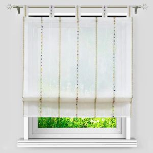 Cortinas cortina romana rayas sombra transparente balcón ventana gasa cortinas pestaña superior para cocina decoración del hogar 1 Uds