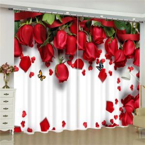 Rideaux romantique rouge Rose luxe rideaux de fenêtre occultants pour chambre salon salle de bain cuisine porte Hall placard en vente 2 pièces