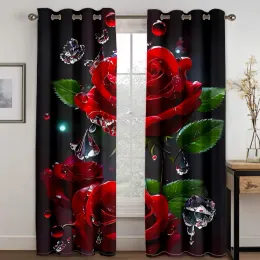 Rideaux romantique goutte d'eau rouge Rose luxe fenêtre rideaux pour chambre salon salle de bain cuisine porte Hall placard en vente 2 pièces
