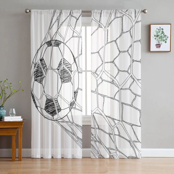 Rideaux de football, filet de football, rideau transparent pour décoration de salon, rideau de fenêtre en tulle moderne pour chambre à coucher, rideaux en organza