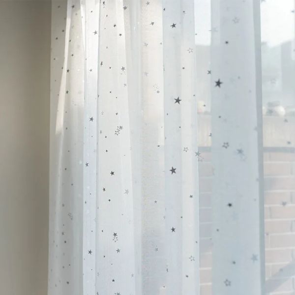 Cortinas Estrella Gasa Ventana de proyección Rosa Azul Verde Cortina de tul Moda moderna Sala de estar de tul elegante VENTA CALIENTE Habitación para niños WP234 * 25