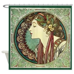 Rideaux uniques Alphonse Mucha Laurel Rideau de douche Tissu décoratif pour salle de bain Polyester
