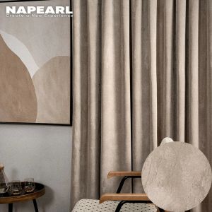 Cortinas Terciopelo Bronceado Cortinas de Lujo Ventanas Blackout Elegante Minimalista Estilo Moderno Cortinas Doradas para Sala de Estar Decoración del hogar