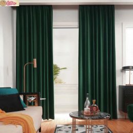 Cortinas Cortinas de Terciopelo para Sala de Estar Blackout Decoración de Lujo Cortinas de Pasillo de Dormitorio Persianas de Tela de Ventana Transparente Verde tienden a Interior térmico