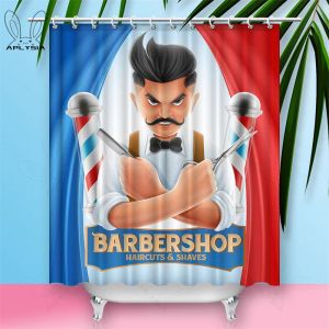 Rideaux Vintage coiffure coupe de cheveux rasage barbe rideaux de douche craie avec profil de l'homme sur tableau noir rideau de salle de bain pour accessoire de maison