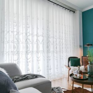 Rideaux Rideau en tulle transparent brodé blanc pour salon la chambre à coucher Europe fenêtre criblage organza gaze tissu stores rideaux