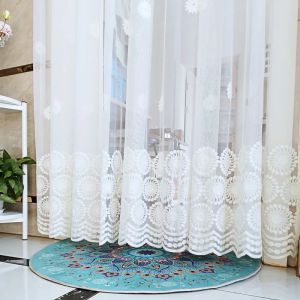 Gordijnen Witte Bloemen Geborduurde Pure Gordijnen Voor Woonkamer Elegante Organza Voile Yard Patio Villa Parlor Deur Gordijnen