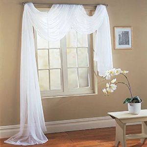 Rideaux Blanc Long Sheer Rideau Arrangement De Mariage Arc Échelle Décoration Fenêtre Rideaux Chambre Net Gaze Cantonnière Décor