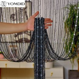 Rideaux YOMDID Rideau de ficelle de perles de cristal 1X2 M rideau de porte d'écran de gland pour la décoration de fête de mariage de Salon diviseur de salon