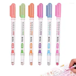 Courbe Marqueurs de surligneur à double pointeur stylos avec 6 formes différentes 6 pcs de couleur et